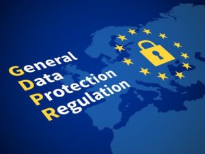 Gdpr general data protection regulation. Eu computer safeguard regulations and data encryption vector concept